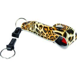 Pepper Shot 1.2% MC 1/2 oz fashion leatherette holster and Quick Release Key Chain leopard black/orange